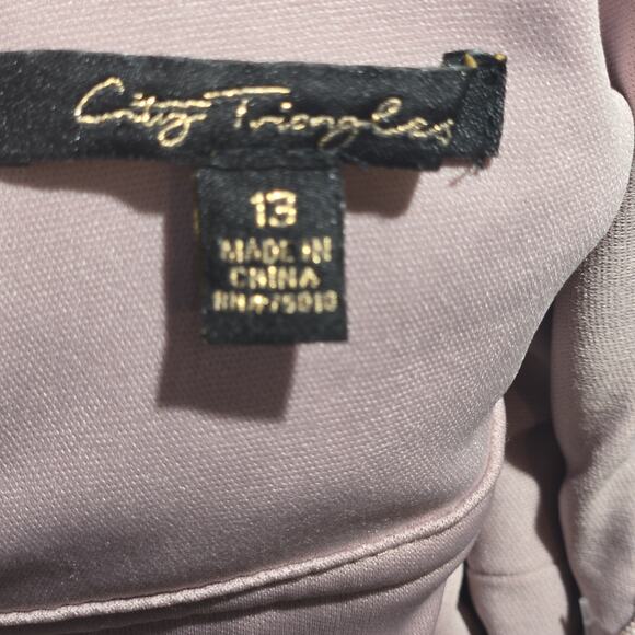 City Triangles Metallic ALine Gown with Beaded Waist Bands Blush PROM WEDDING 13 - Picture 9 of 12